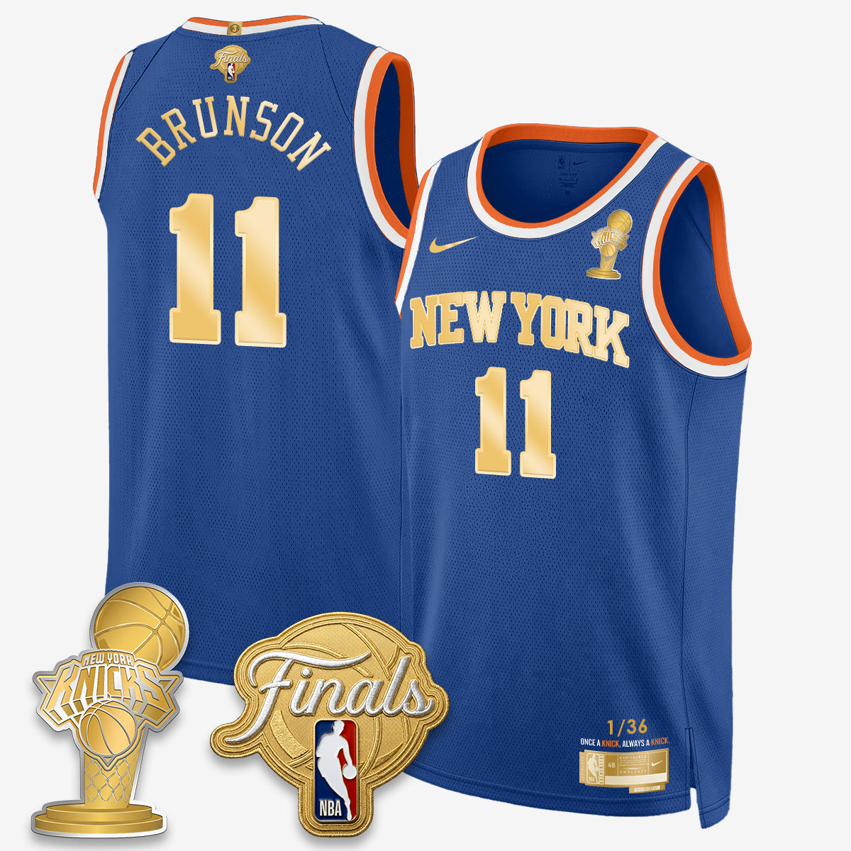 Jalen Brunson NYK 2026 Basketball Finals Champions Gold Standard Basketball Jersey - Limited Edition - Stitched-Cuztomshoes