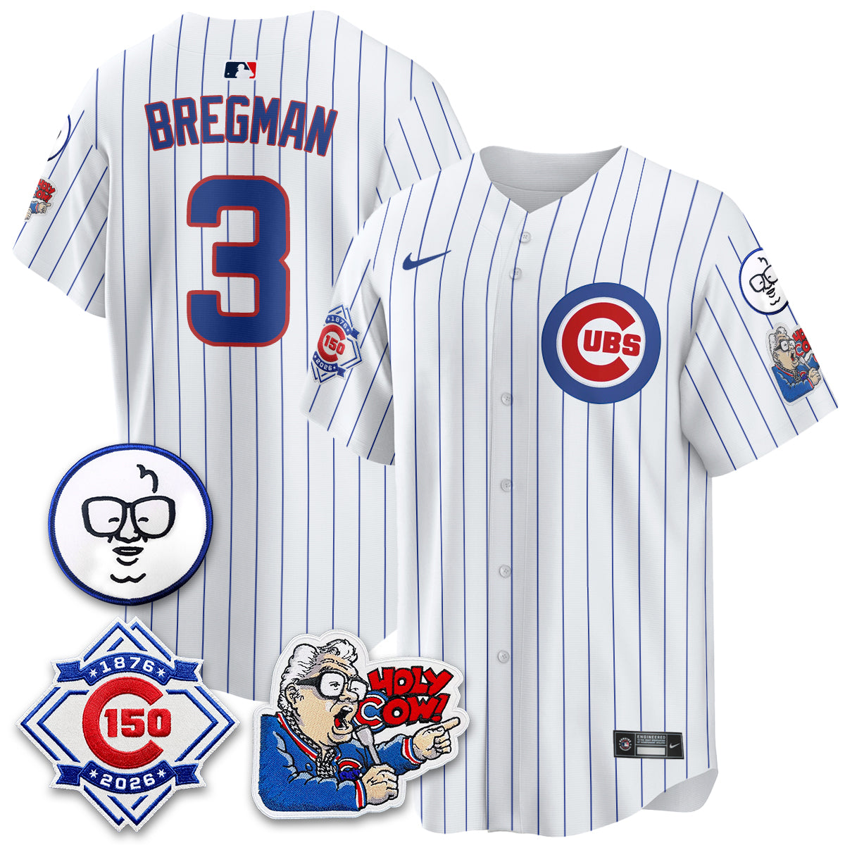 Chicago Cubs 150th Anniversary Harry Caray Holy Cow Vapor Premier Limited Jersey - Stitched V2-Cuztomshoes