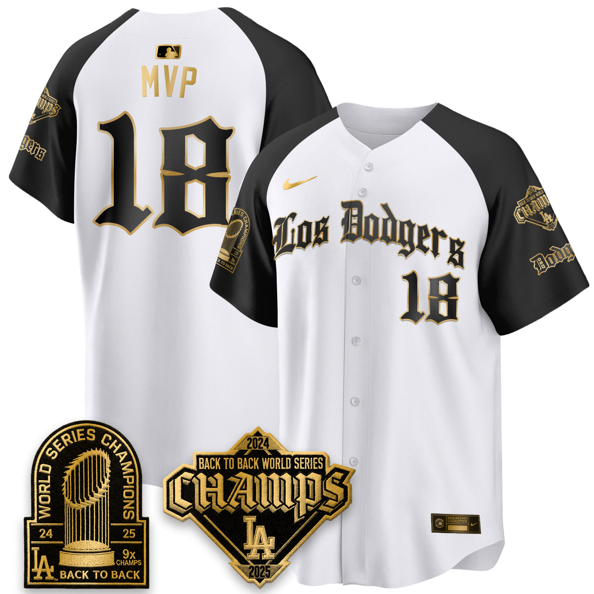Los Angeles Dodgers World Series Champions B2B Patch Vapor Premier Limited Gothic Edition Jersey - Stitched-Cuztomshoes