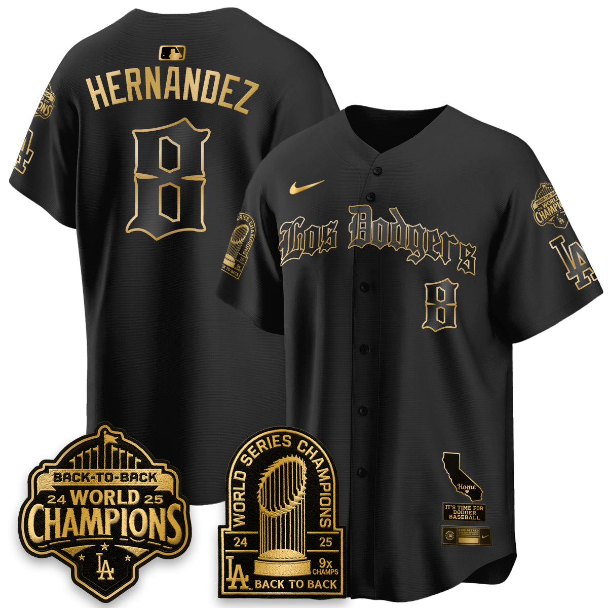 Los Angeles Dodgers World Series Champions Vapor Premier Limited Gothic Edition Jersey - Stitched-Cuztomshoes