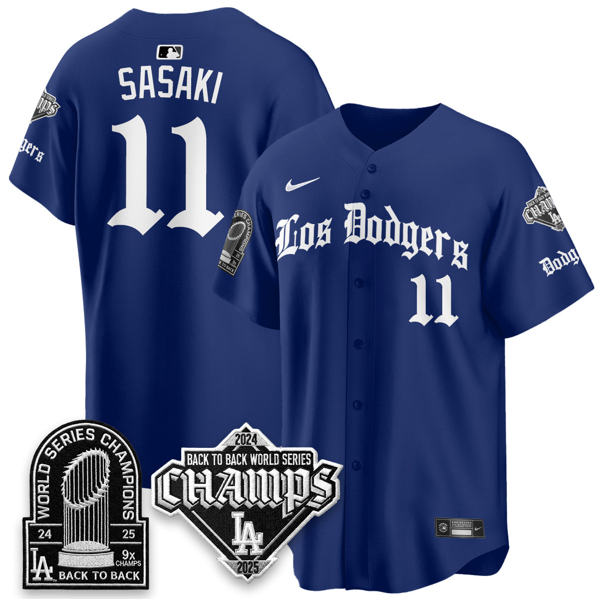 Los Angeles Dodgers World Series Champions B2B Patch Vapor Premier Limited Gothic Edition Jersey - Stitched-Cuztomshoes