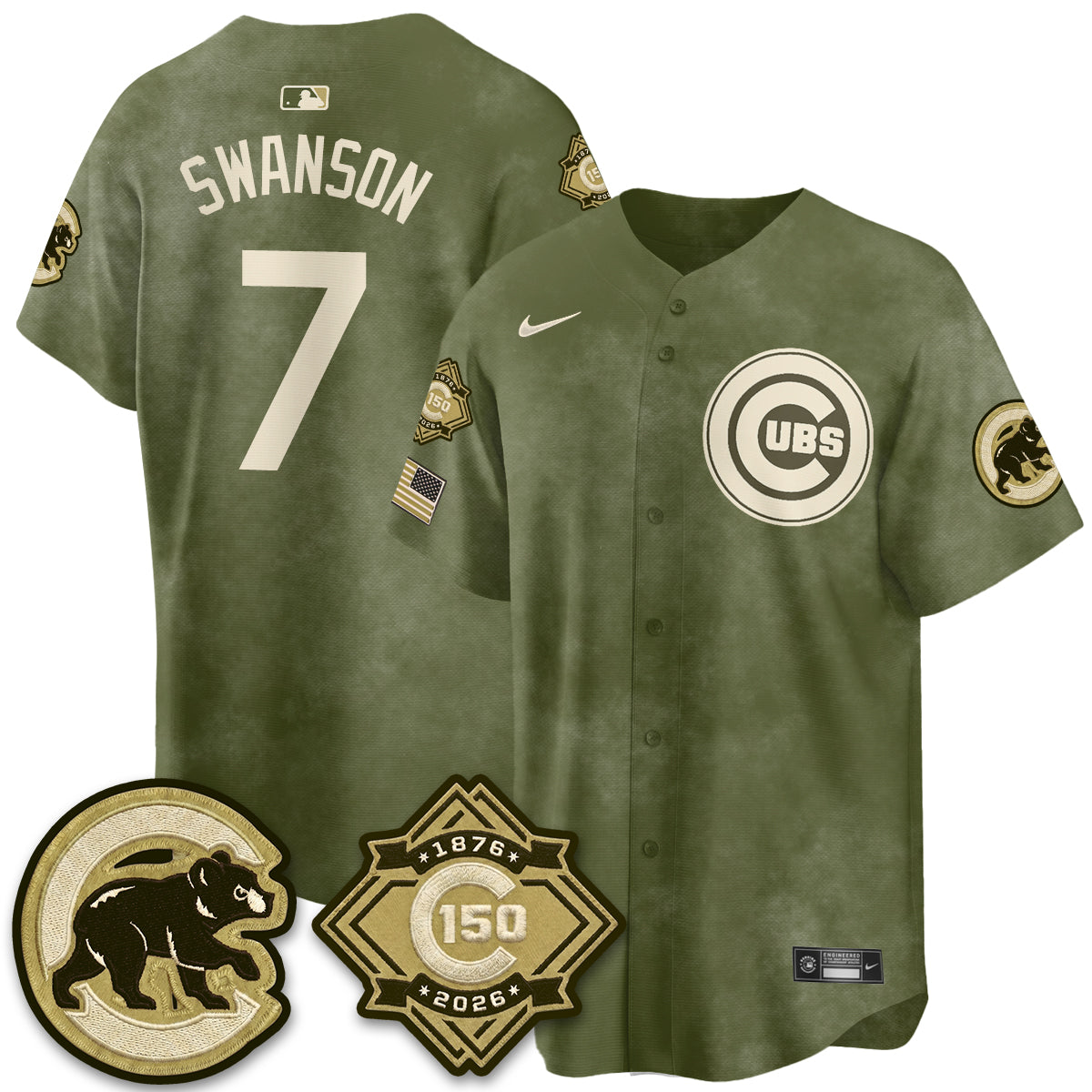 Chicago Cubs New Era Olive 2026 Armed Forces Day Jersey -Stitched