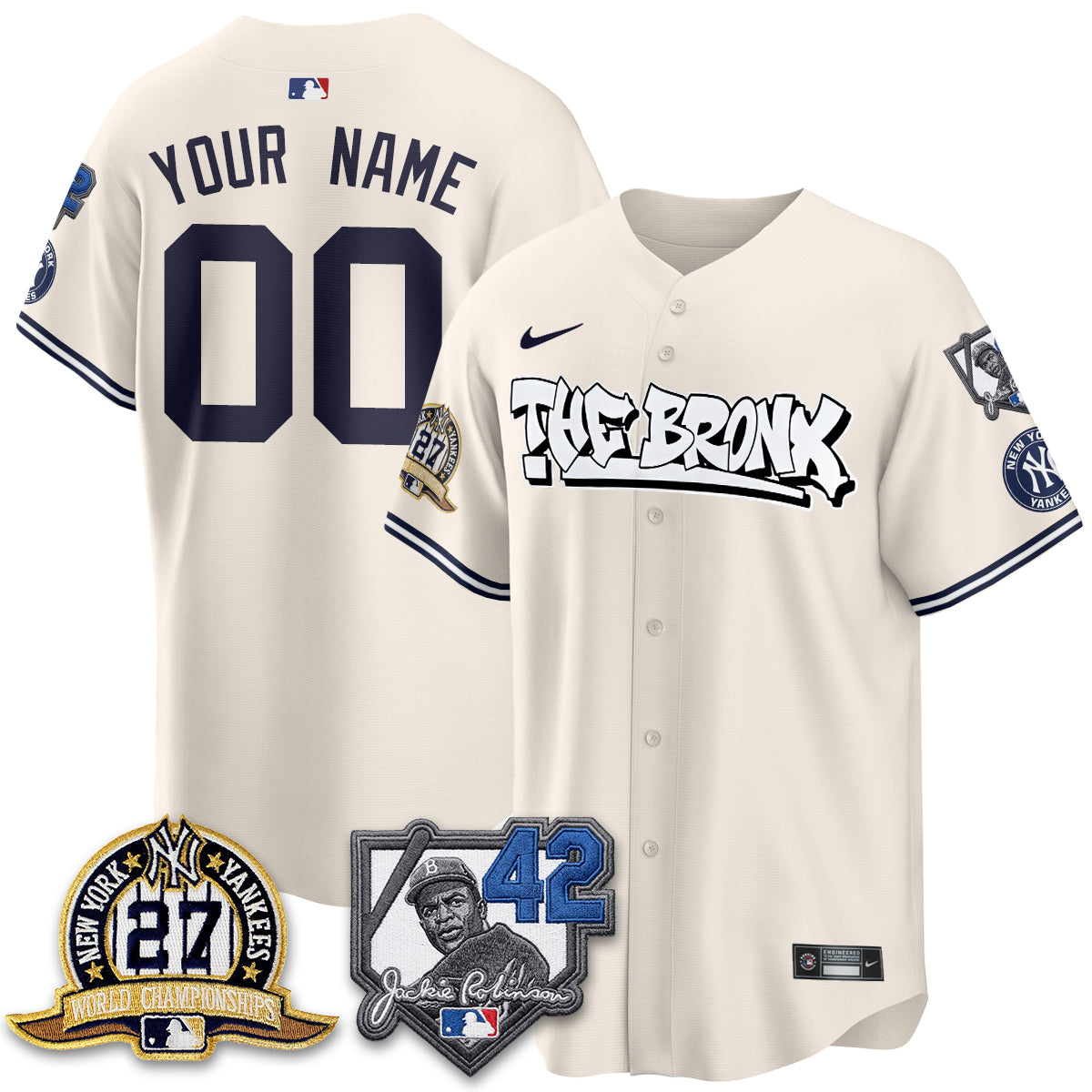 New York Yankees The Bronx 2026 Jackie Robinson Day Vapor Limited Custom Jersey - Stitched