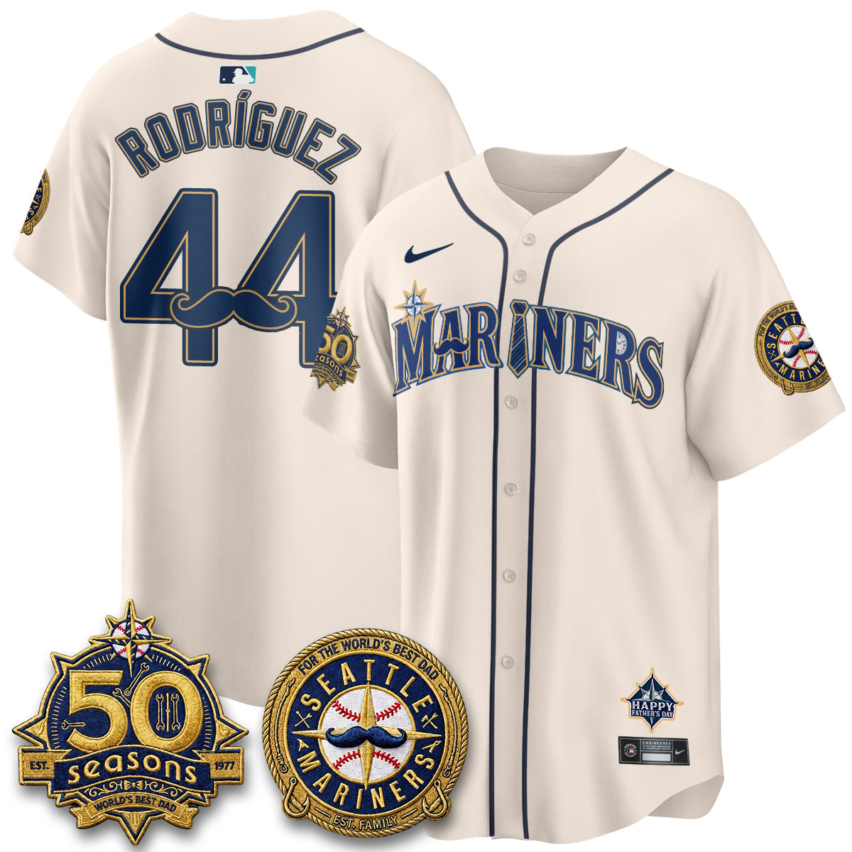 Seattle Mariners Happy Father's Day Vapor Jersey - Stitched
