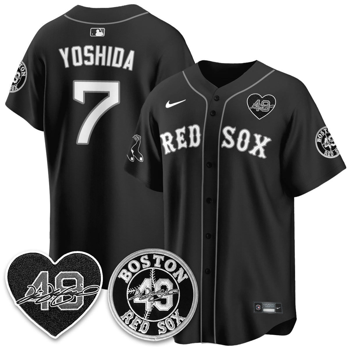 Boston Red Sox Tim Wakefield Memorial Patch Vaper Premier Limited Jersey - Stitched