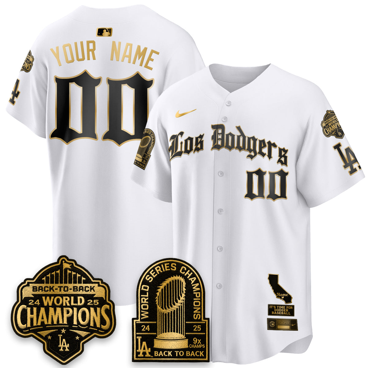 Los Angeles Dodgers World Series Champions Vapor Premier Limited Gothic Edition Custom Jersey - Stitched