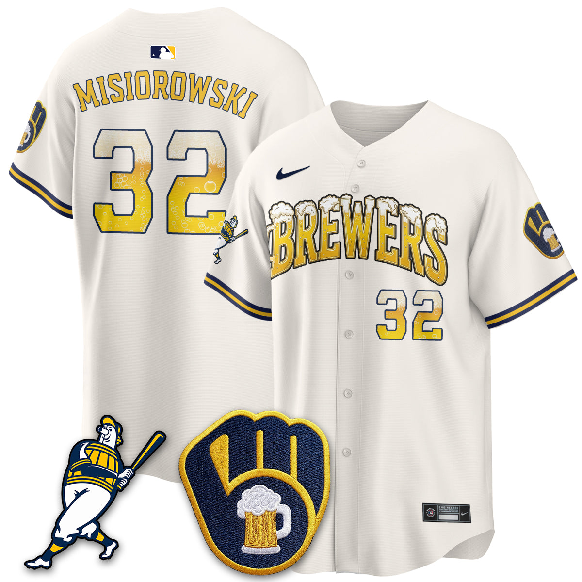 Milwaukee Brewers "Pitcher & Pint" Edition Vapor Limited Jersey - Stitched-Cuztomshoes