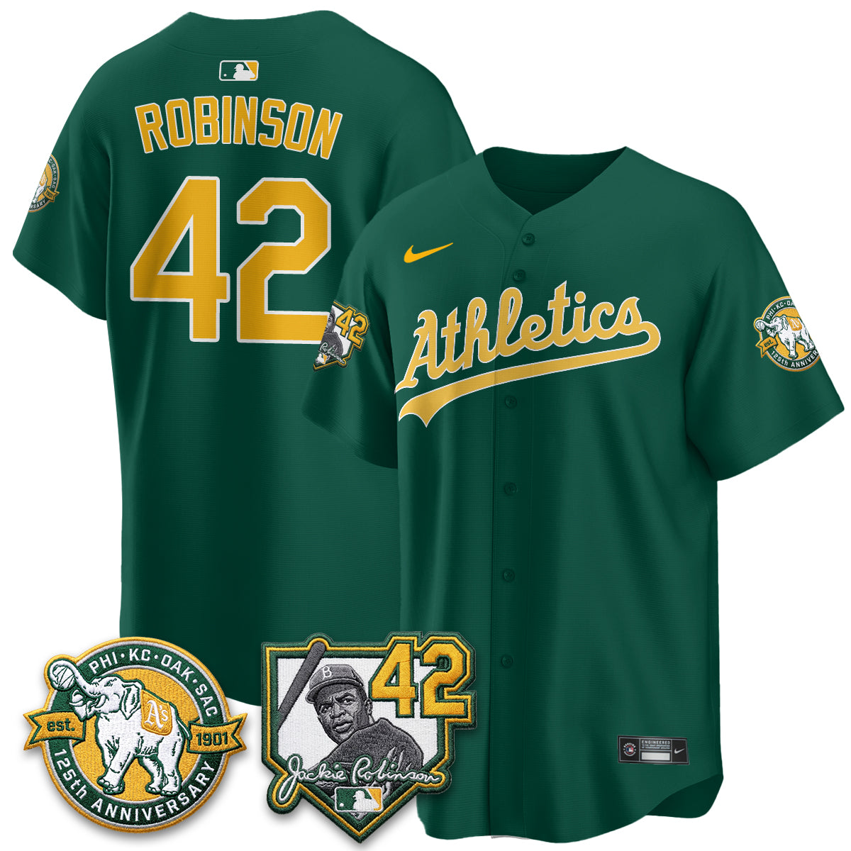 Athletics 2026 Jackie Robinson Day - Celebrating 125 Years Limited Vapor Jersey - Stitched-Cuztomshoes