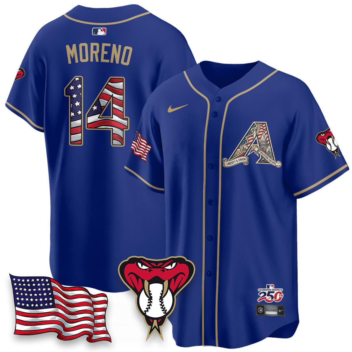 Arizona Diamonbacks 2026 Independence Day USA Vapor Limited Jersey - Stitched-Cuztomshoes