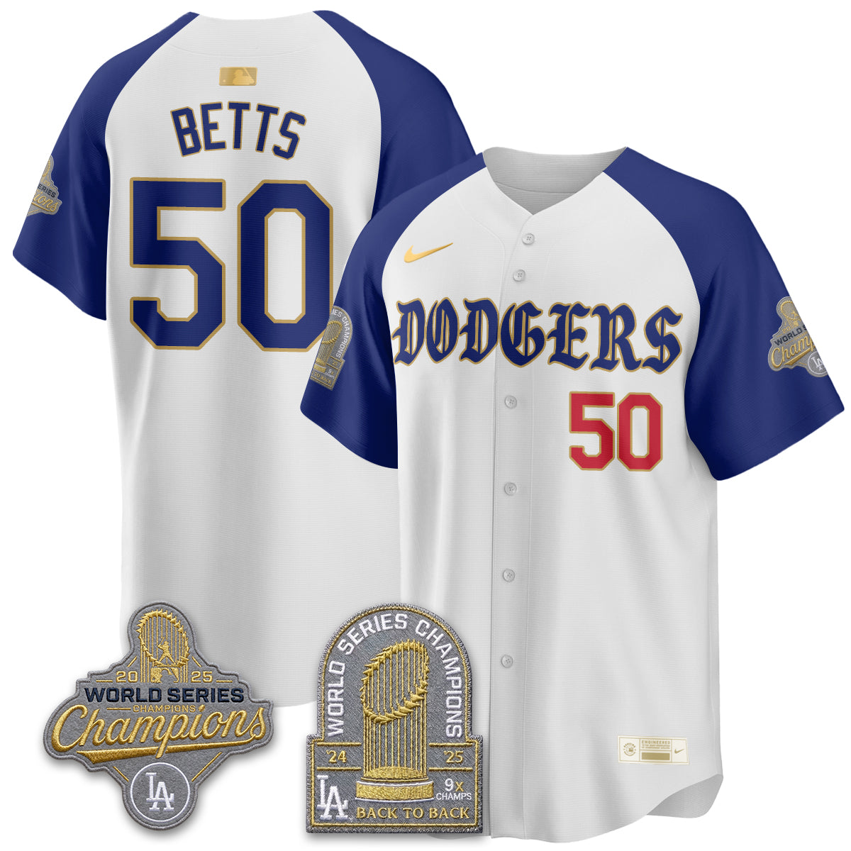 Los Angeles Dodgers Vapor Limited Jersey - Back to Back 9x Champs - Stitched-Cuztomshoes