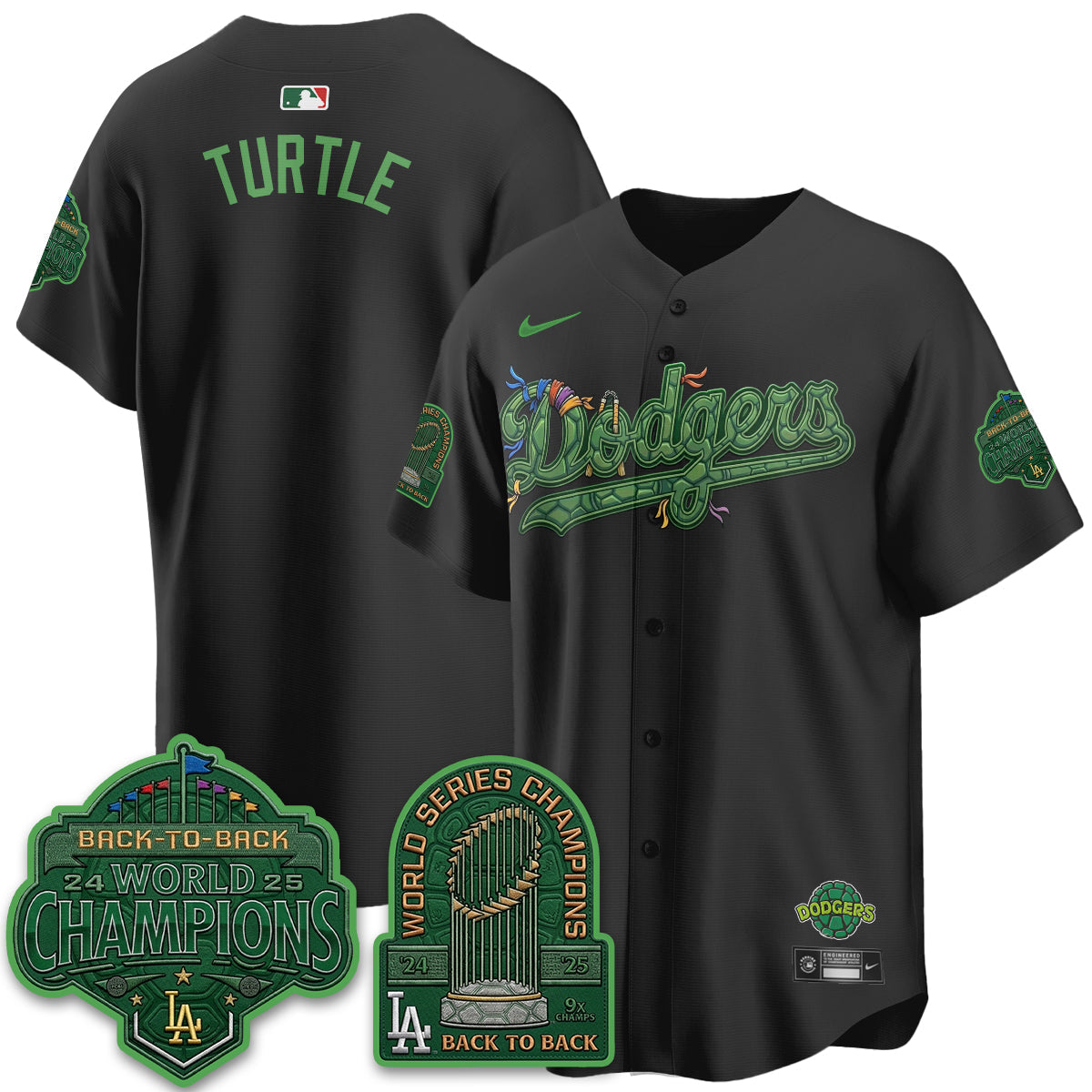 Los Angeles Dodgers x TMNT 2026 Vapor Jersey - Stitched-Cuztomshoes