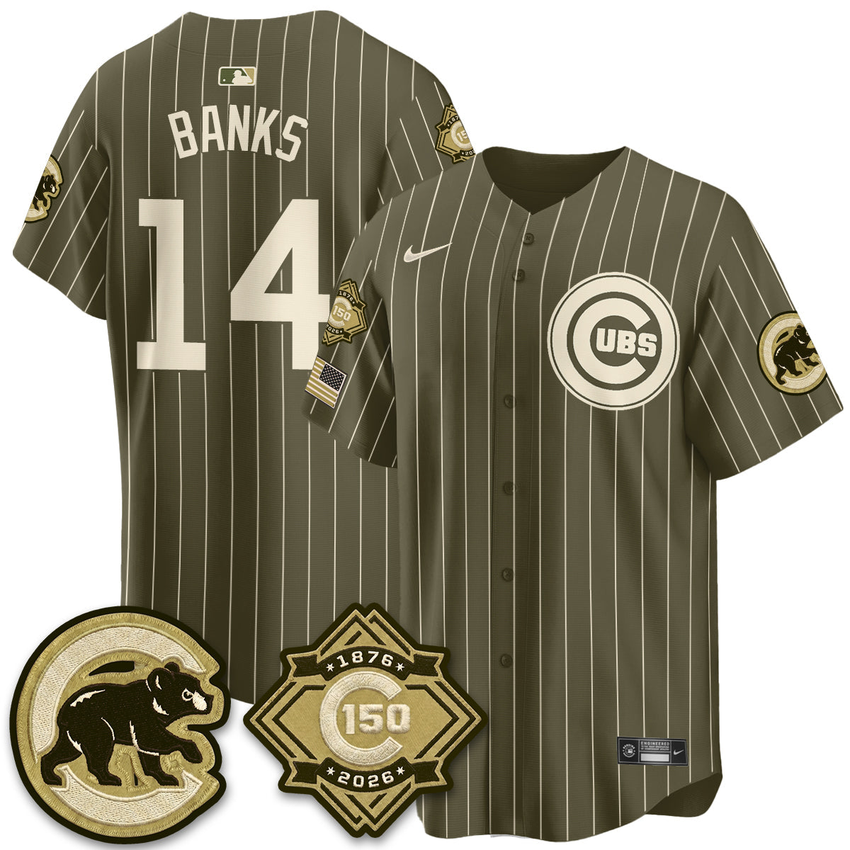 Chicago Cubs New Era Olive 2026 Armed Forces Day Jersey -Stitched