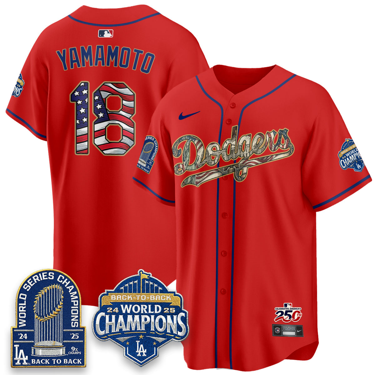 Los Angeles Dodgers 2026 Independence Day USA Vapor Limited Jersey - Stitched-Cuztomshoes