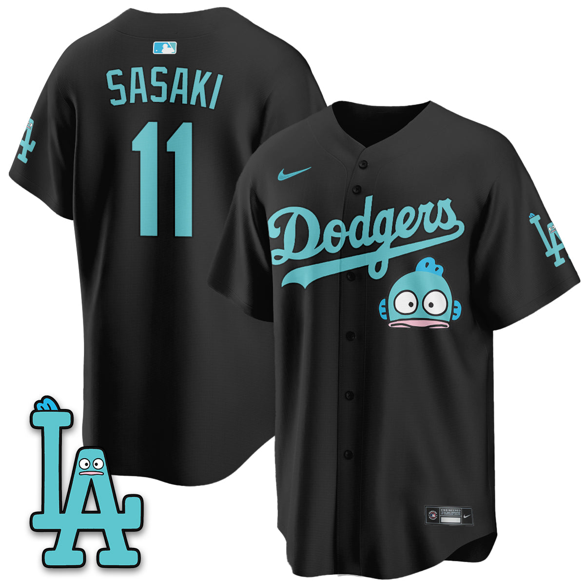 Los Angeles Dodgers x Hangyodon Edition Vapor Jersey- Stitched-Cuztomshoes