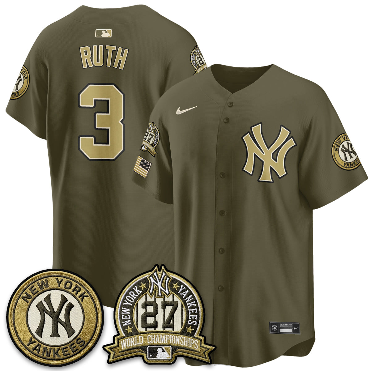 New York Yankees New Era Olive 2026 Armed Forces Day Jersey -Stitched
