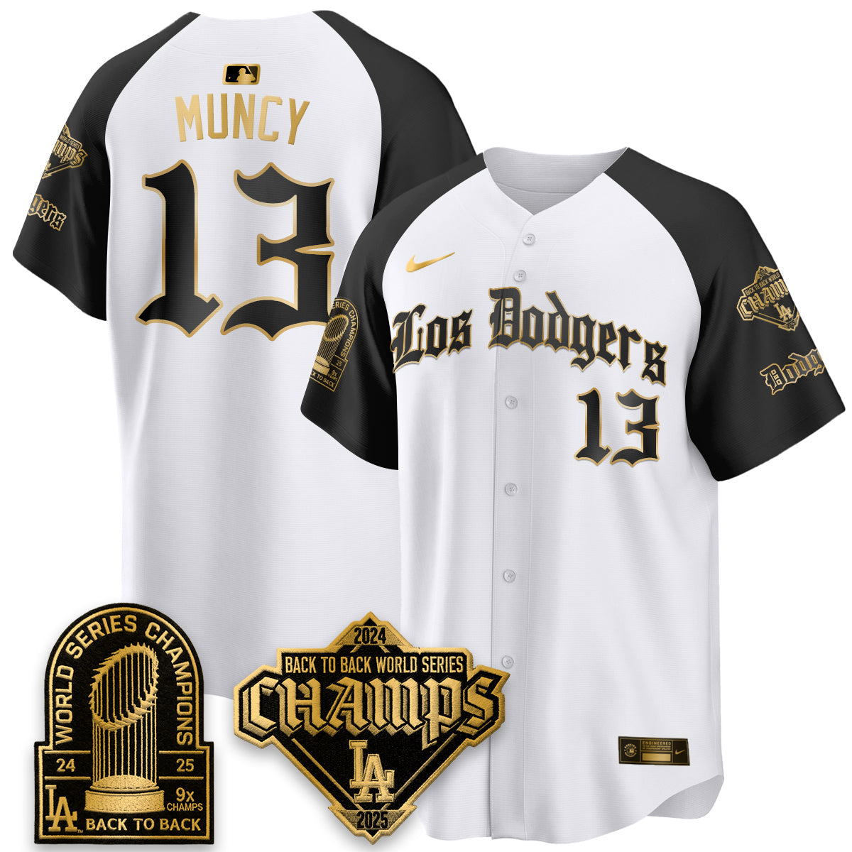 Los Angeles Dodgers World Series Champions B2B Patch Vapor Premier Limited Gothic Edition Jersey - Stitched-Cuztomshoes