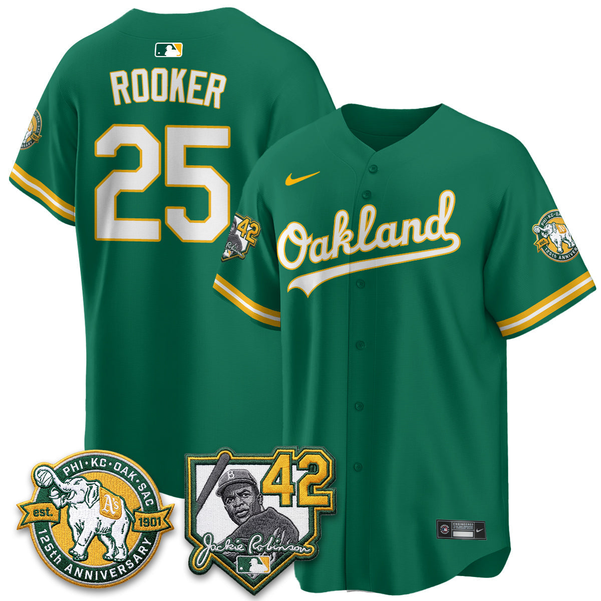 Athletics 2026 Jackie Robinson Day - Celebrating 125 Years Limited Vapor Jersey - Stitched-Cuztomshoes