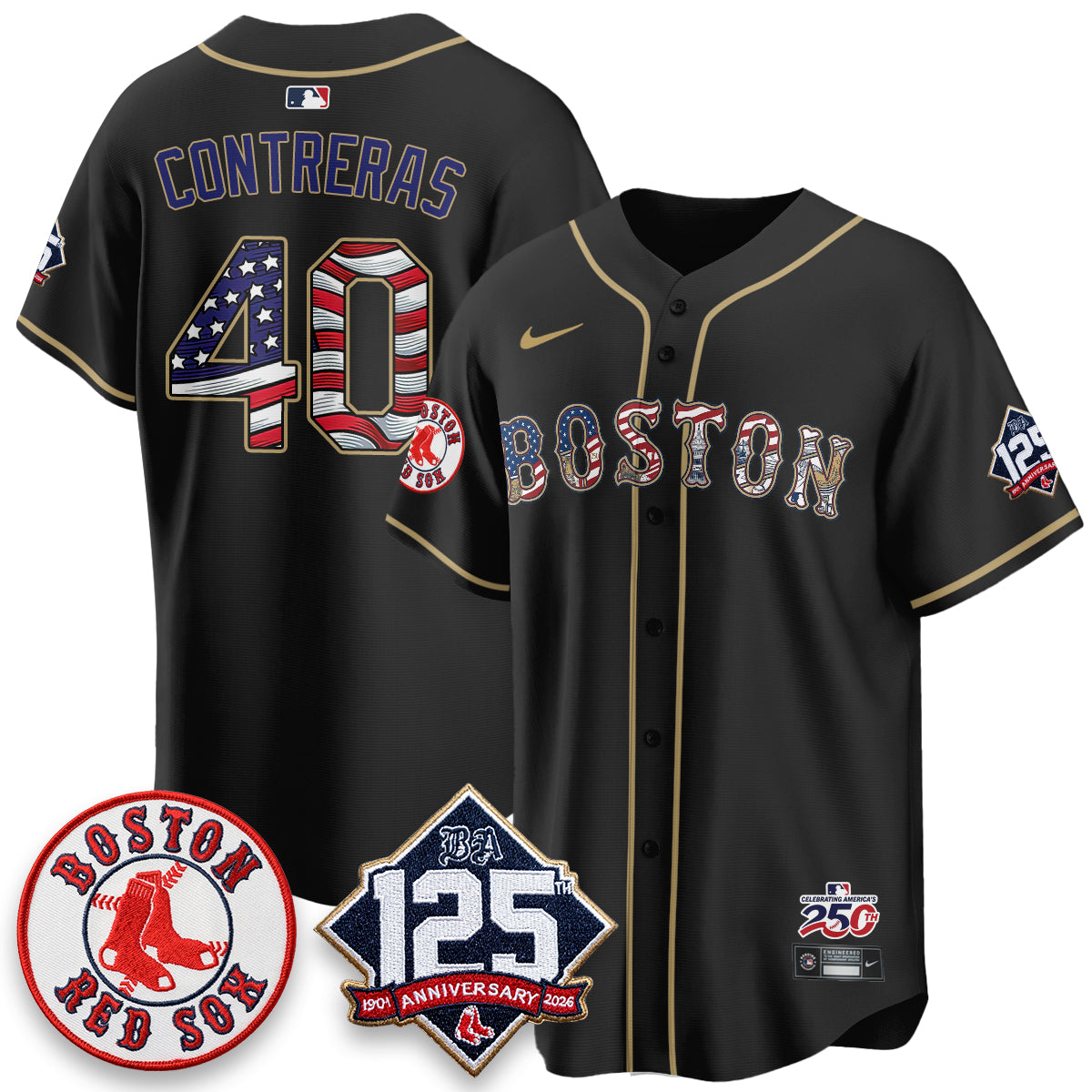 Boston Red Sox 2026 Independence Day USA Vapor Limited Jersey - Stitched-Cuztomshoes