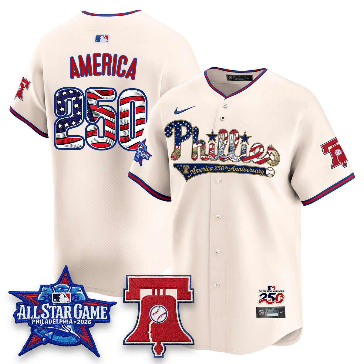 Philadelphia Phillies 2026 Independence Day USA Vapor Limited Jersey - Stitched-Cuztomshoes
