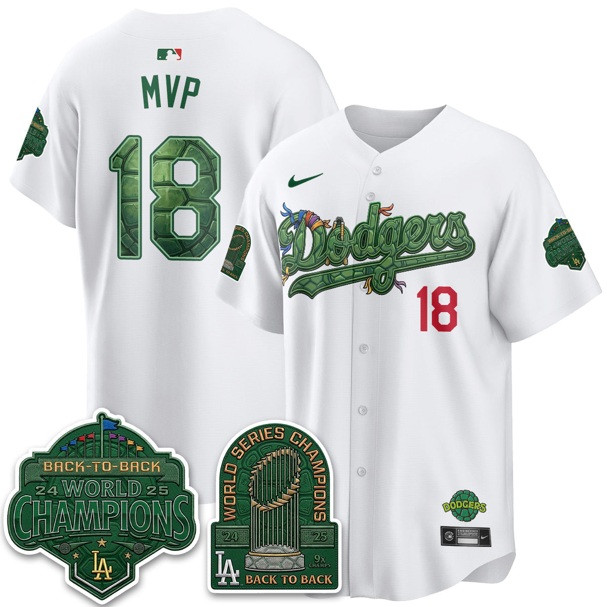 Los Angeles Dodgers x TMNT 2026 Vapor Jersey - Stitched-Cuztomshoes