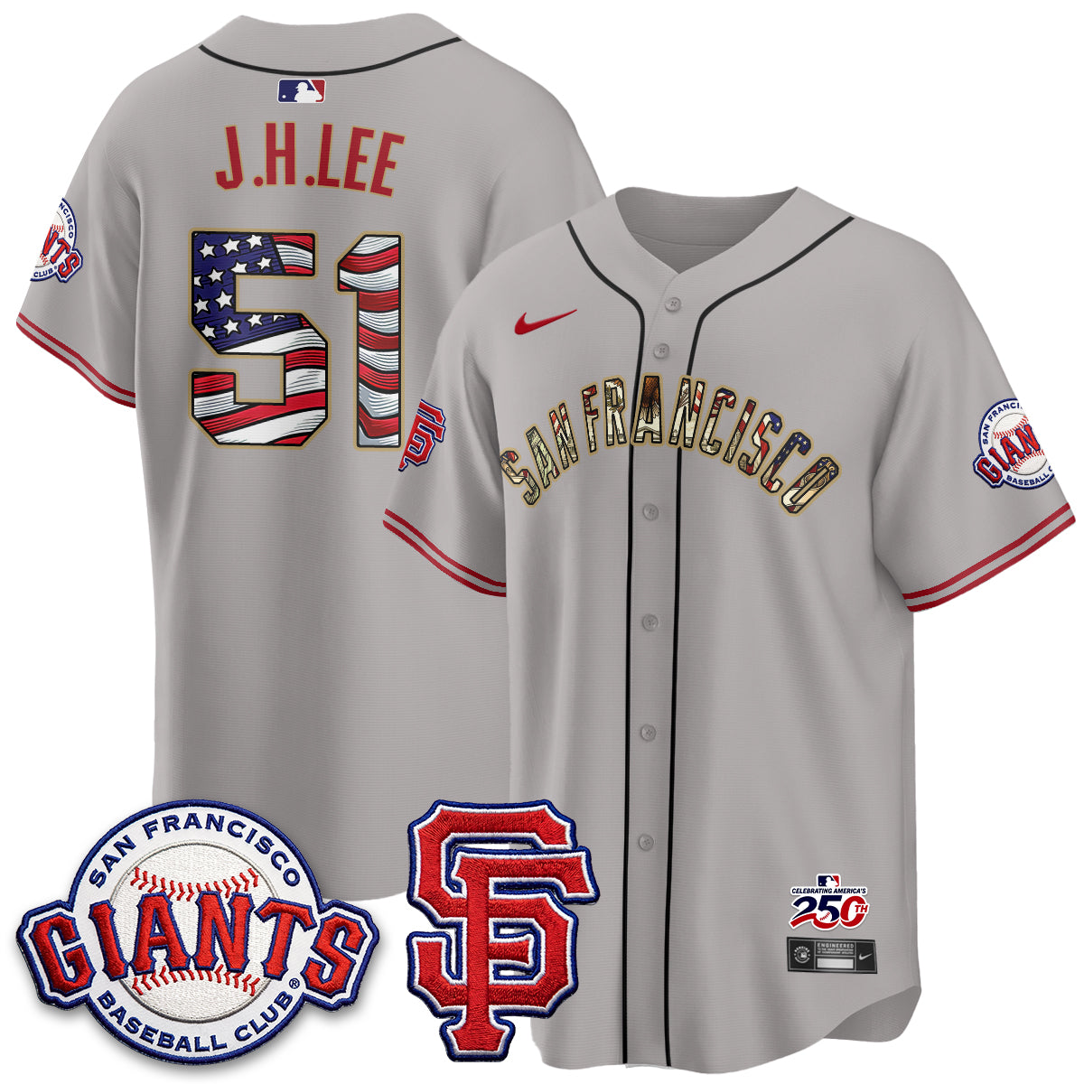 San Francisco Giants2026 Independence Day USA Jersey - Stitched