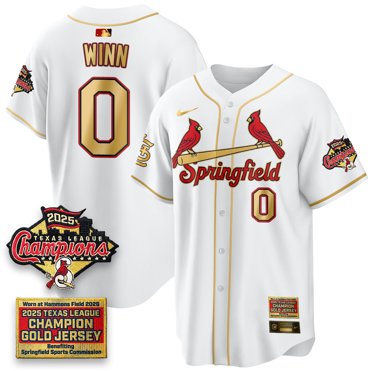 St. Louis Cardinals Springfield's Championship Gold Limited Jerseys - Stitched