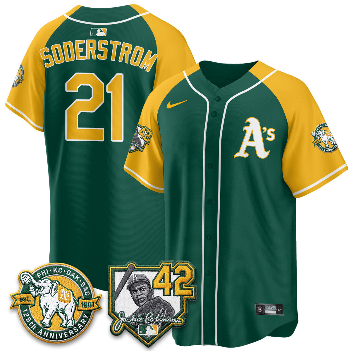 Athletics 2026 Jackie Robinson Day - Celebrating 125 Years Limited Vapor Jersey - Stitched-Cuztomshoes