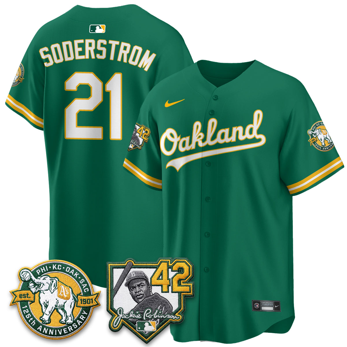 Athletics 2026 Jackie Robinson Day - Celebrating 125 Years Limited Vapor Jersey - Stitched-Cuztomshoes