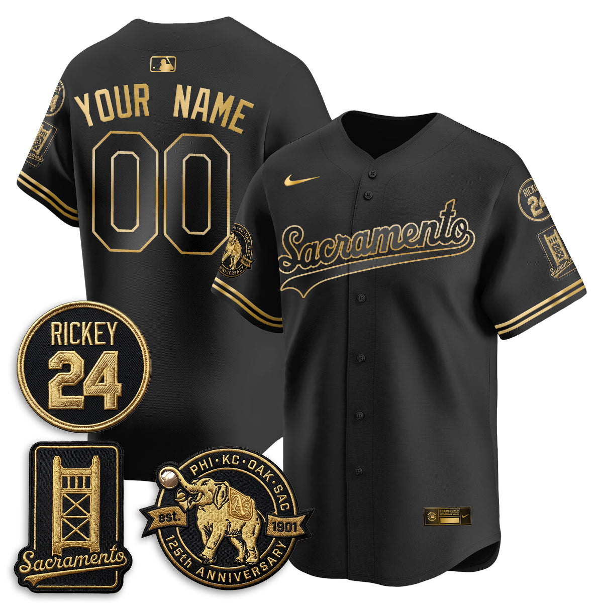 Athletics 2026 Alternate Sacramento 125 Years Limited Vapor Gold Edition Custom Jersey - Stitched-Cuztomshoes