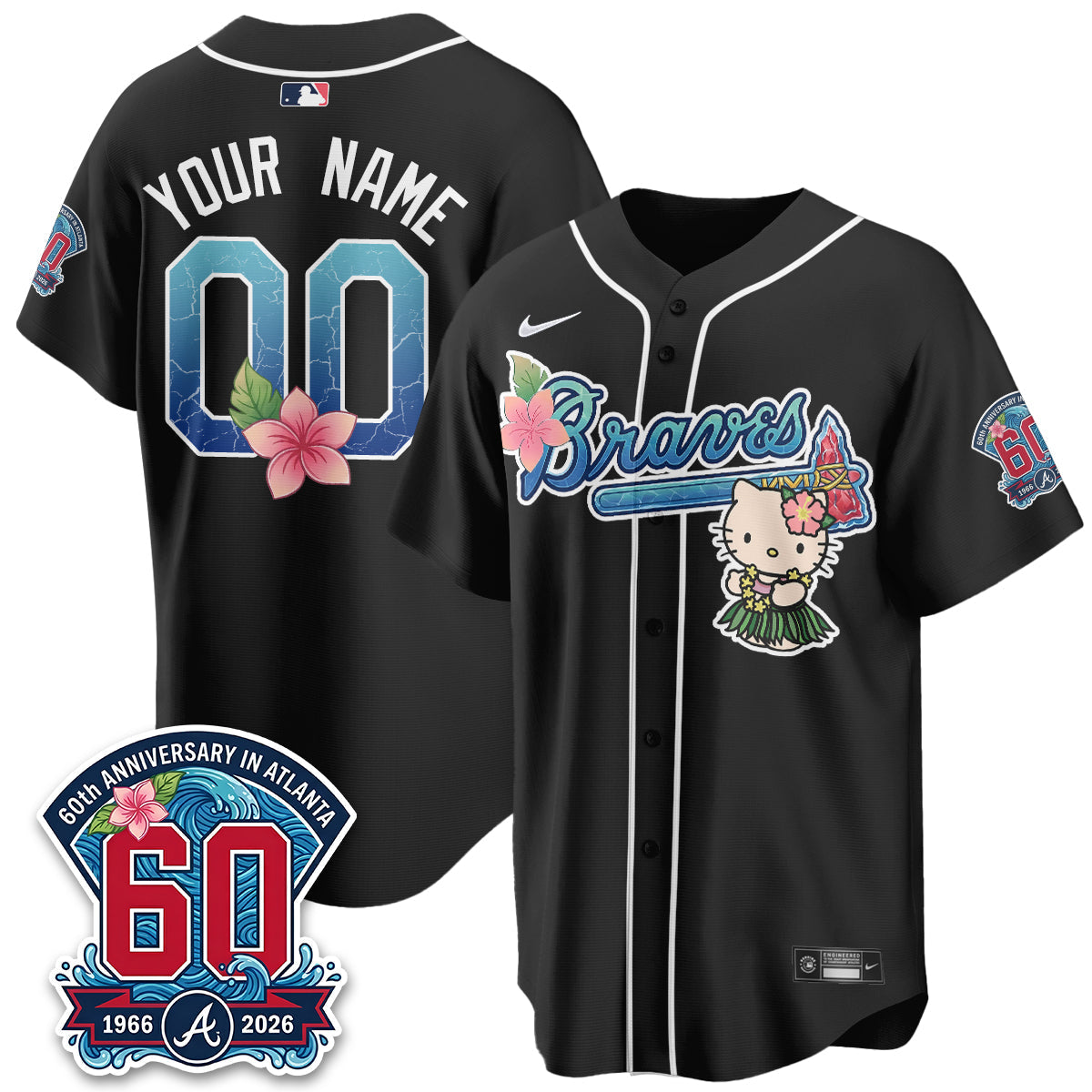 Atlanta Braves x Meow Aloha Spirit Vapor Custom Jersey - Stitched-Cuztomshoes