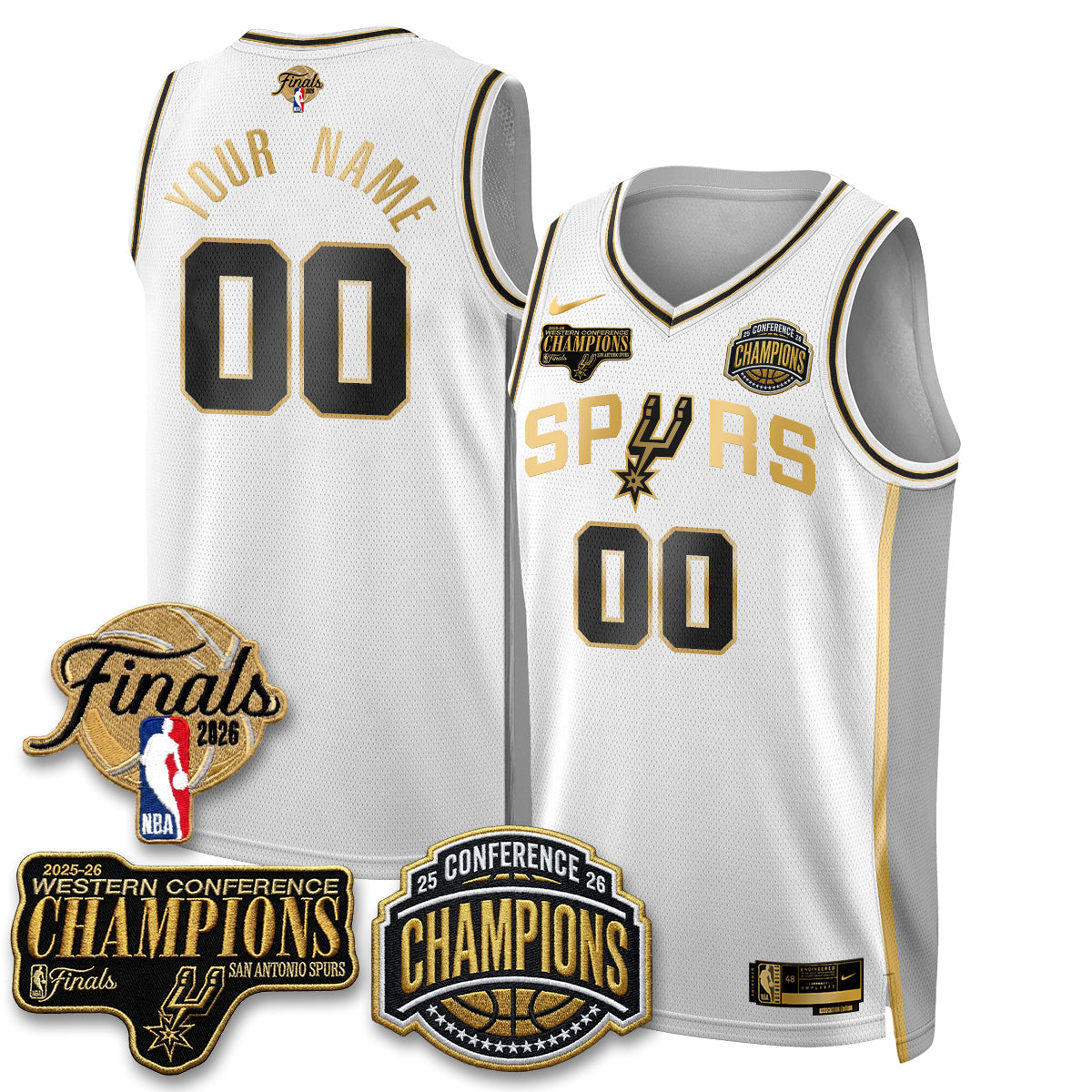 San Antonio Spurs 2026 Basketball  Western Conference Champions Vapor Special Edition Custom Jersey - Stitched