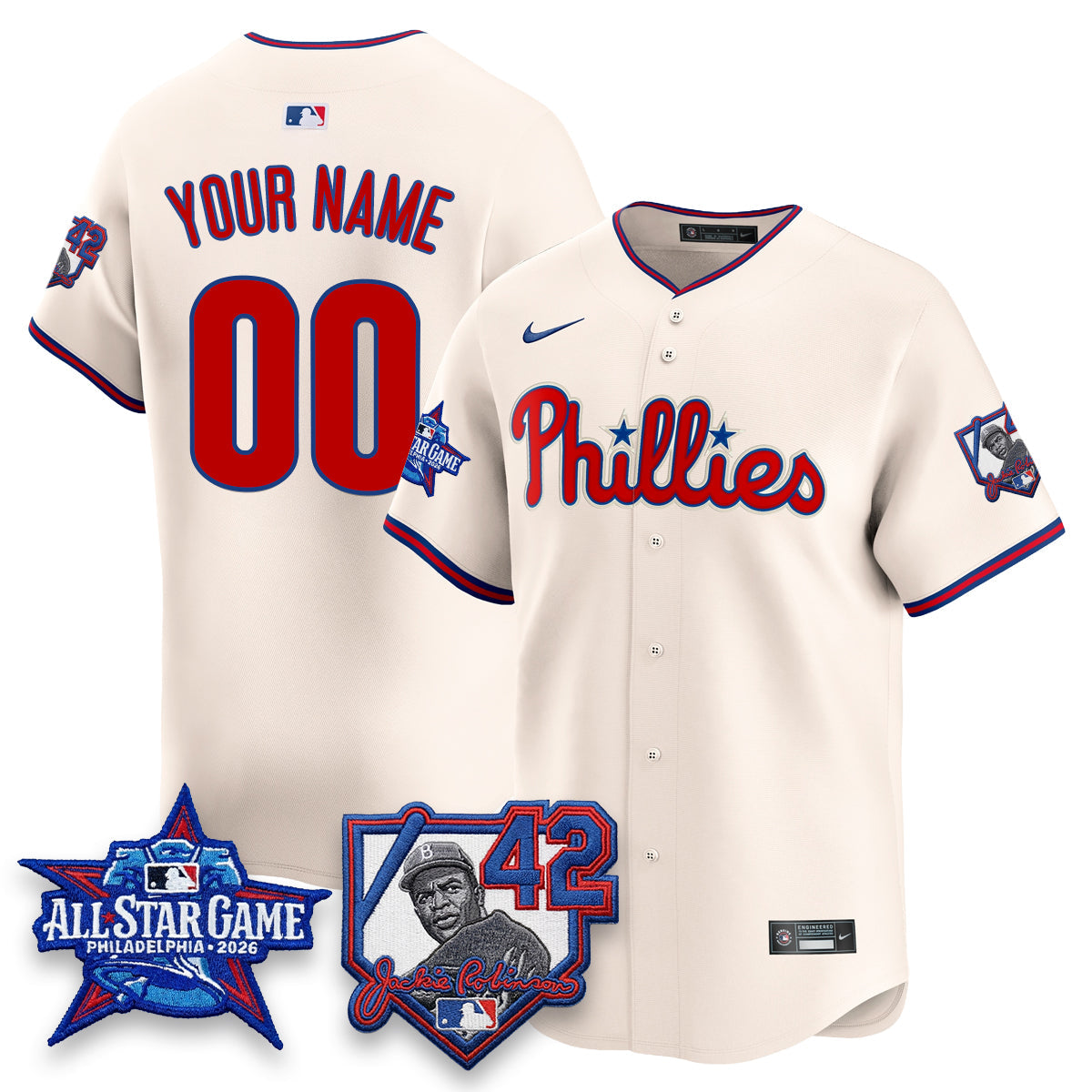 Philadelphia Phillies 2026 Jackie Robinson New Era - All Star Game Vapor Limited Custom Jersey - Stitched