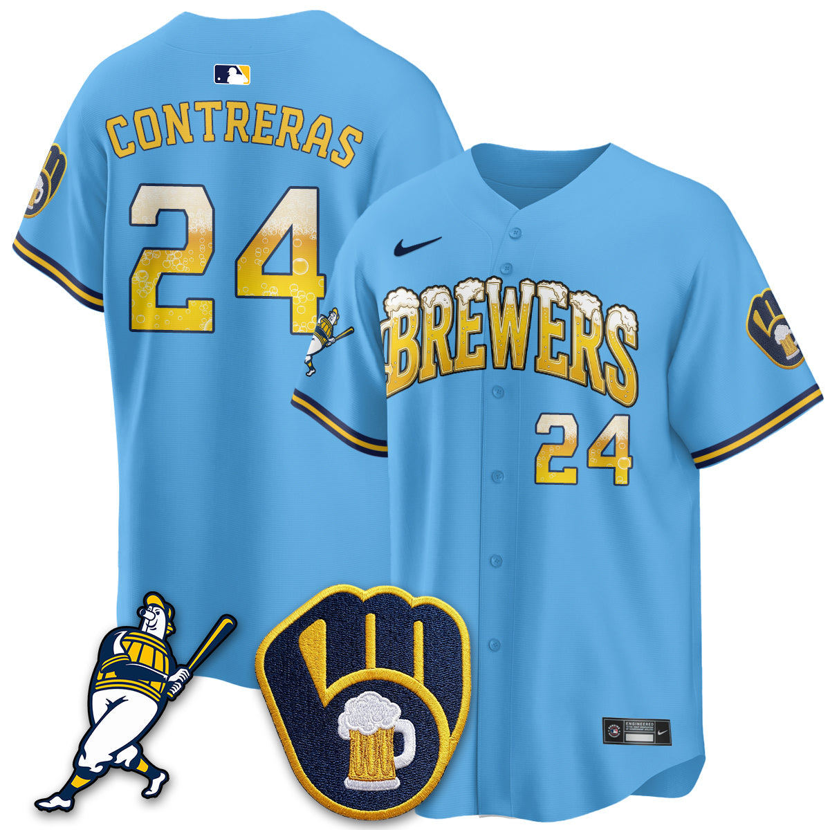 Milwaukee Brewers "Pitcher & Pint" Edition Vapor Limited Jersey - Stitched-Cuztomshoes