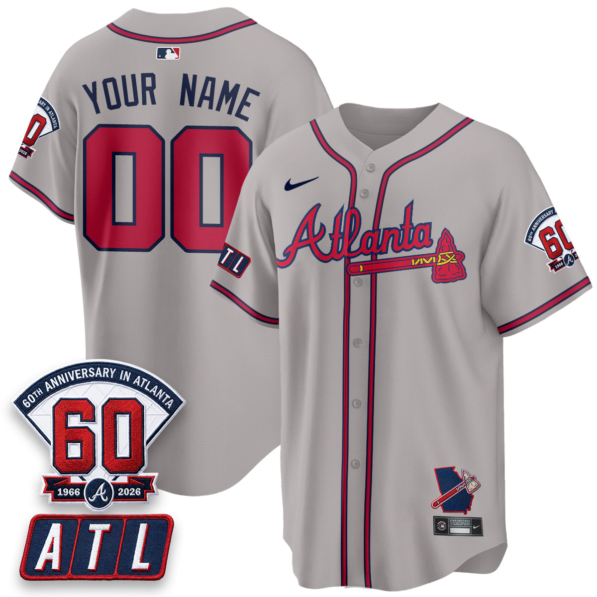 Atlanta Braves 2026 60th Anniversary Vapor Limited Custom Jersey - Stitched
