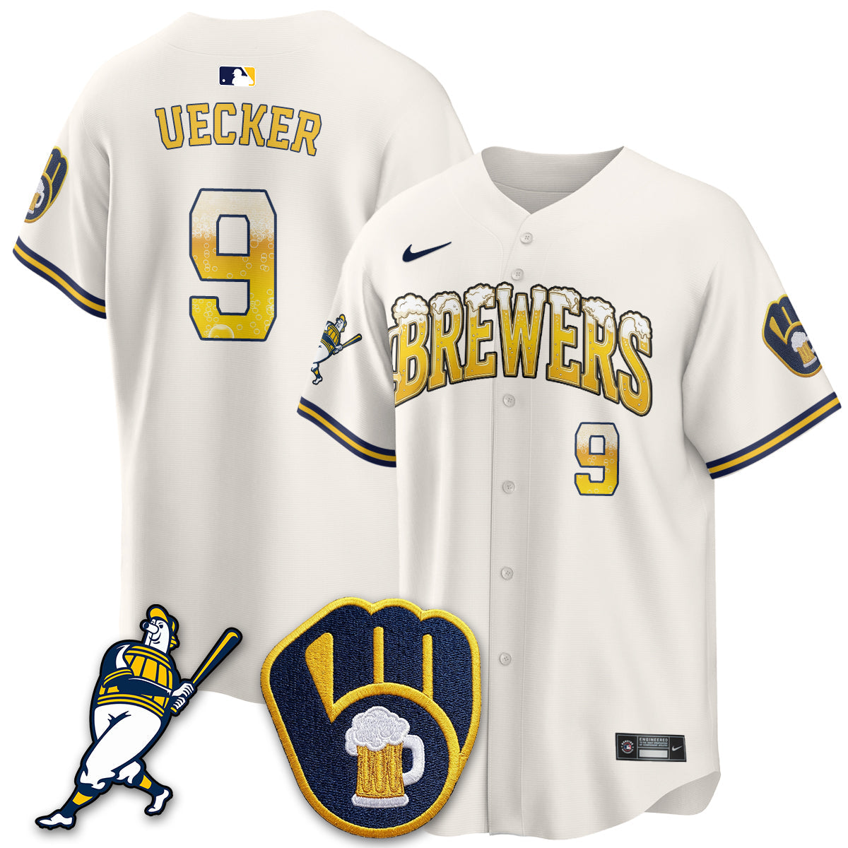 Milwaukee Brewers "Pitcher & Pint" Edition Vapor Limited Jersey - Stitched-Cuztomshoes