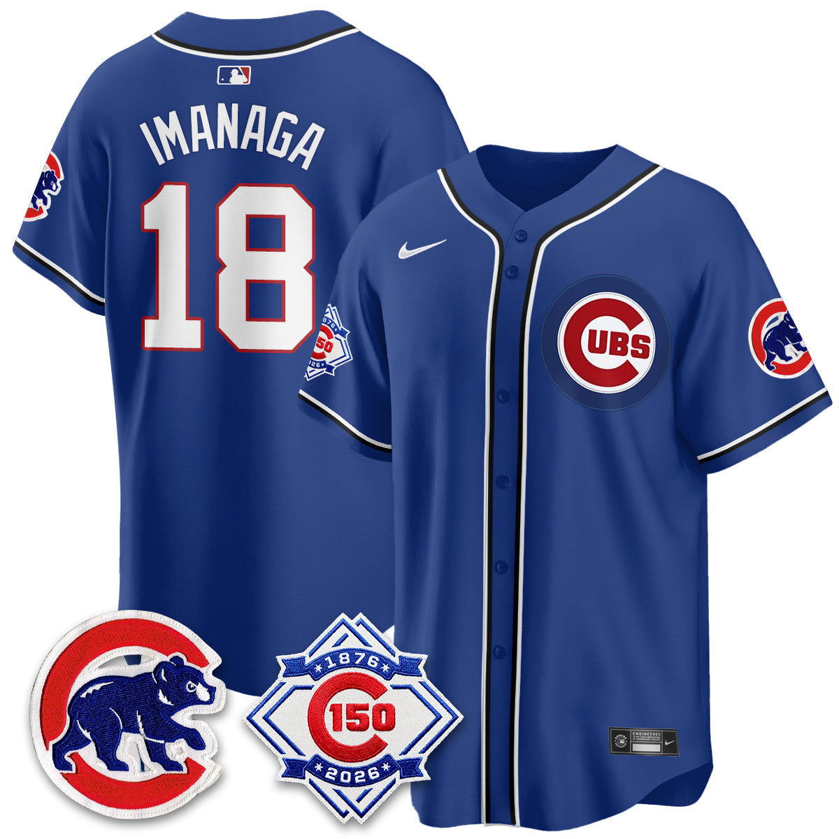 Chicago Cubs 150th Anniversary Black Out Style Vapor Premier Limited Jersey - Stitched