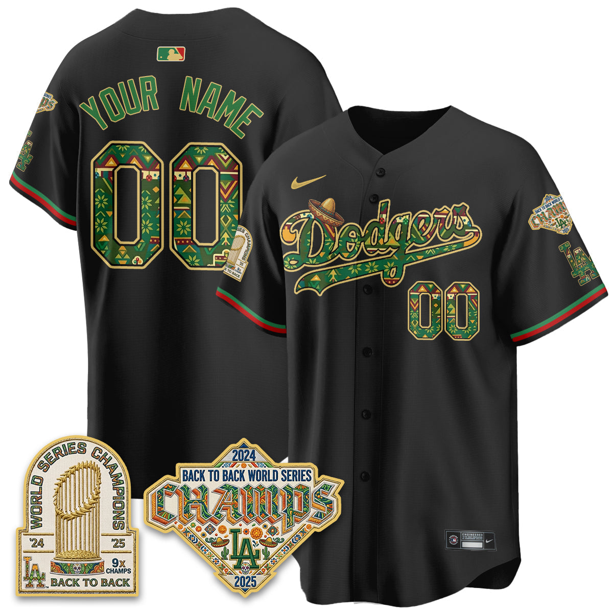 Los Angeles Dodgers x Mexican Heritage 2026 Limited Vapor Custom Jersey - Stitched-Cuztomshoes