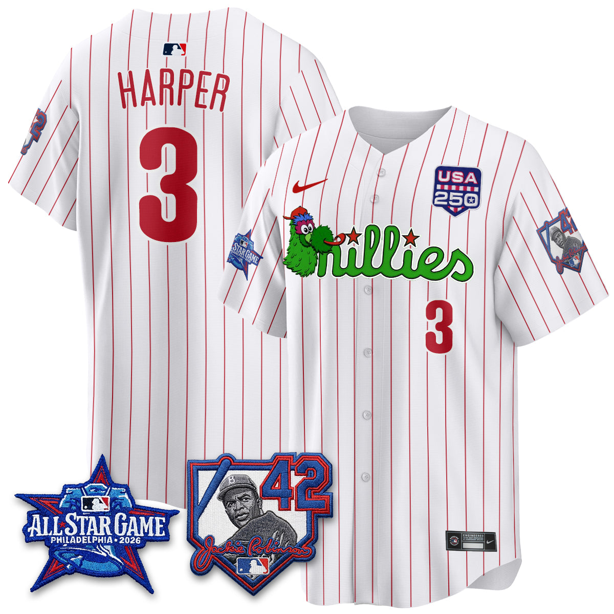 Philadelphia Phillies Phanatic 2026 New Era & 250th USA Vapor Limited Jersey - All Star Game - Stitched