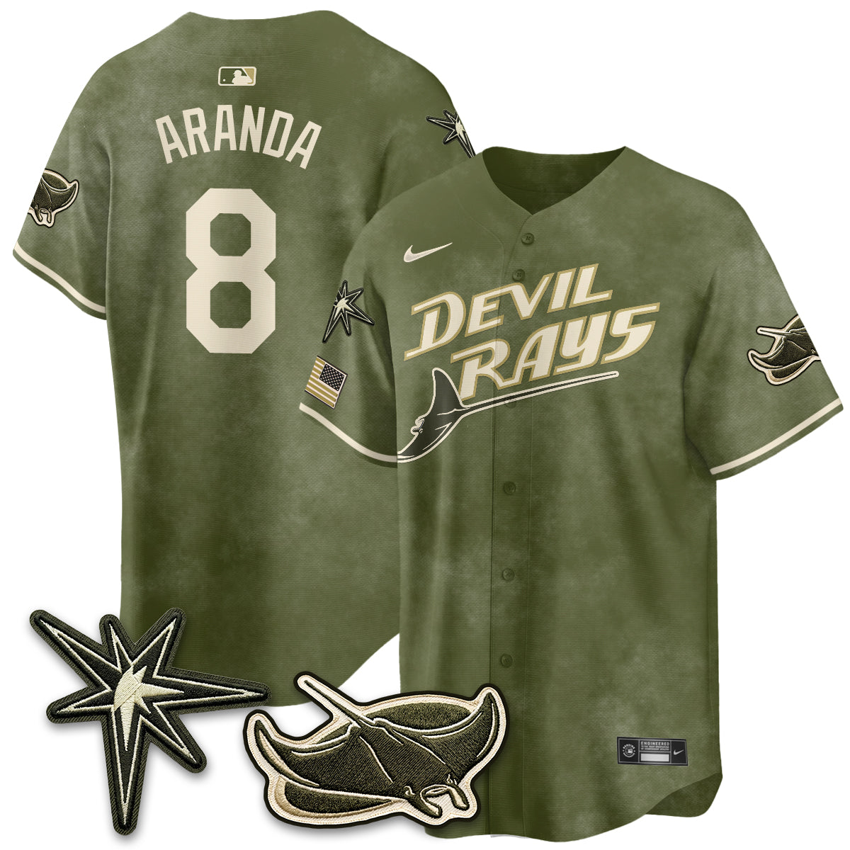 Tampa Bay Rays New Era Olive 2026 Armed Forces Day Jersey - Stitched