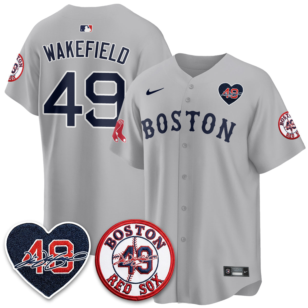 Boston Red Sox Tim Wakefield Memorial Patch Vaper Premier Limited Jersey - Stitched