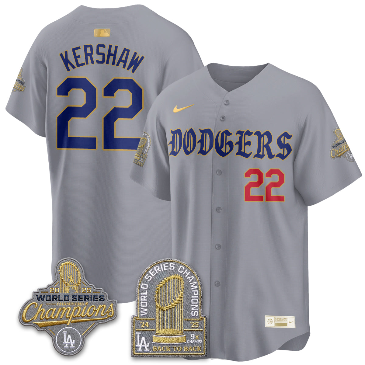 Los Angeles Dodgers Vapor Limited Jersey - Back to Back 9x Champs - Stitched-Cuztomshoes