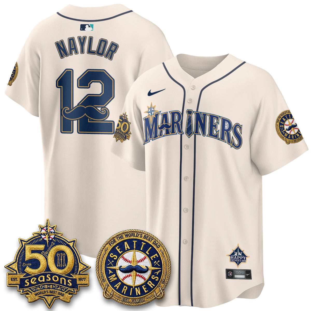 Seattle Mariners Happy Father's Day Vapor Jersey - Stitched