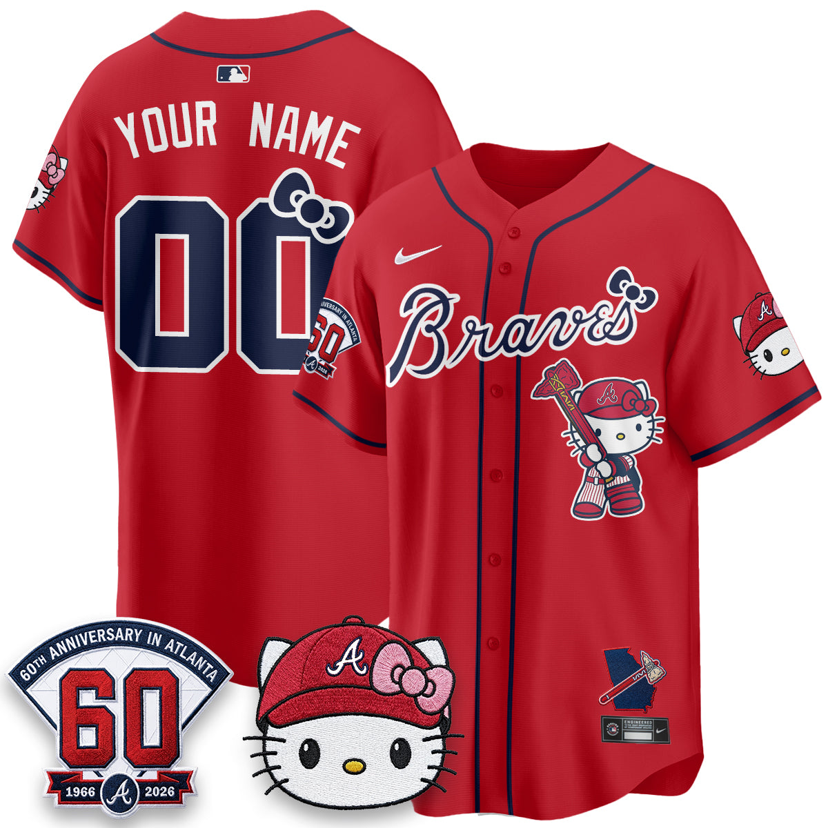 Atlanta Braves x Meow KT 2026 Vapor Limited Custom Jersey - Stitched-Cuztomshoes
