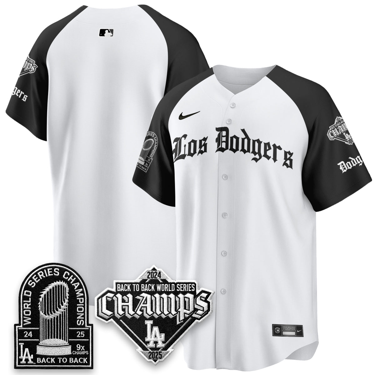 Los Angeles Dodgers World Series Champions B2B Patch Vapor Premier Limited Gothic Edition Jersey - Stitched-Cuztomshoes