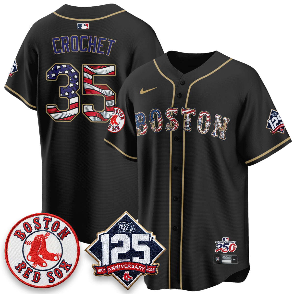 Boston Red Sox 2026 Independence Day USA Vapor Limited Jersey - Stitched-Cuztomshoes
