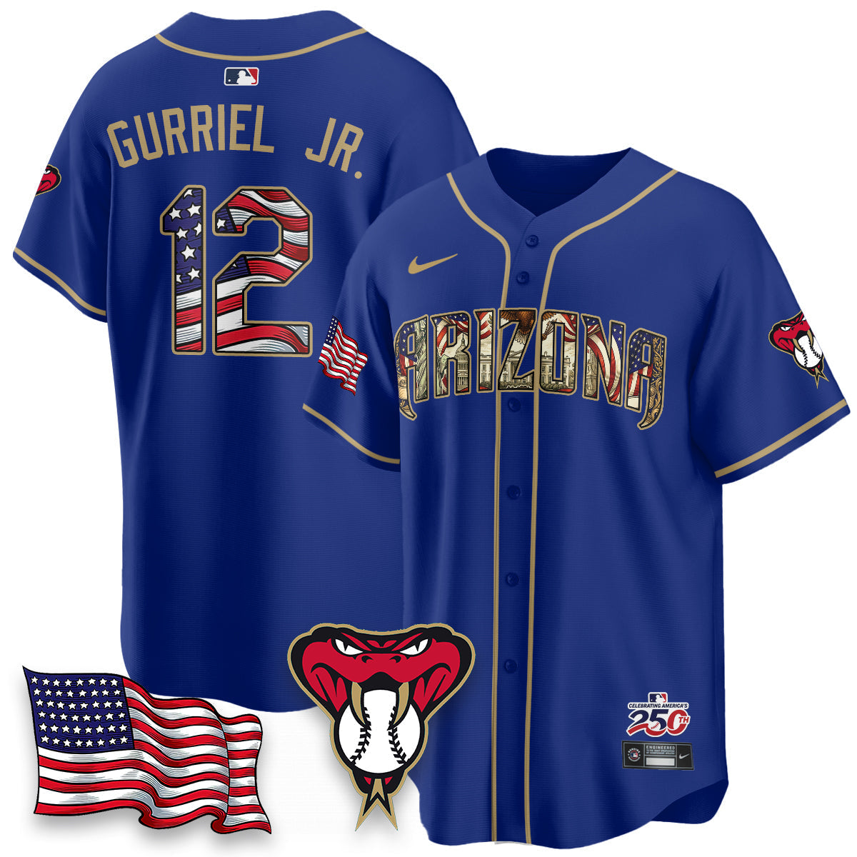 Arizona Diamonbacks 2026 Independence Day USA Vapor Limited Jersey - Stitched-Cuztomshoes