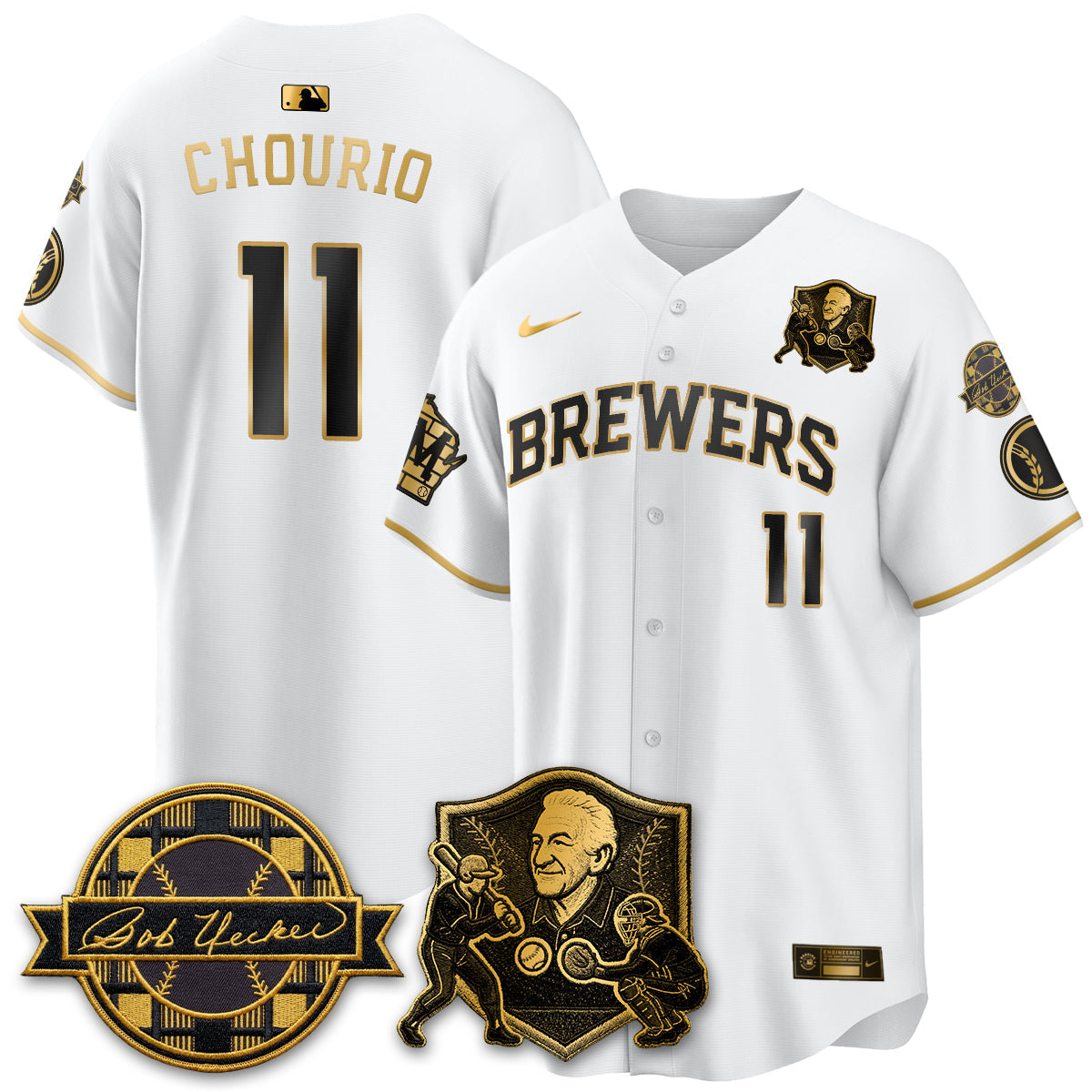 Milwaukee Brewers Bob Uecker - 54 Seasons for Brewers' Vapor Limited Gold Jersey - Stitched