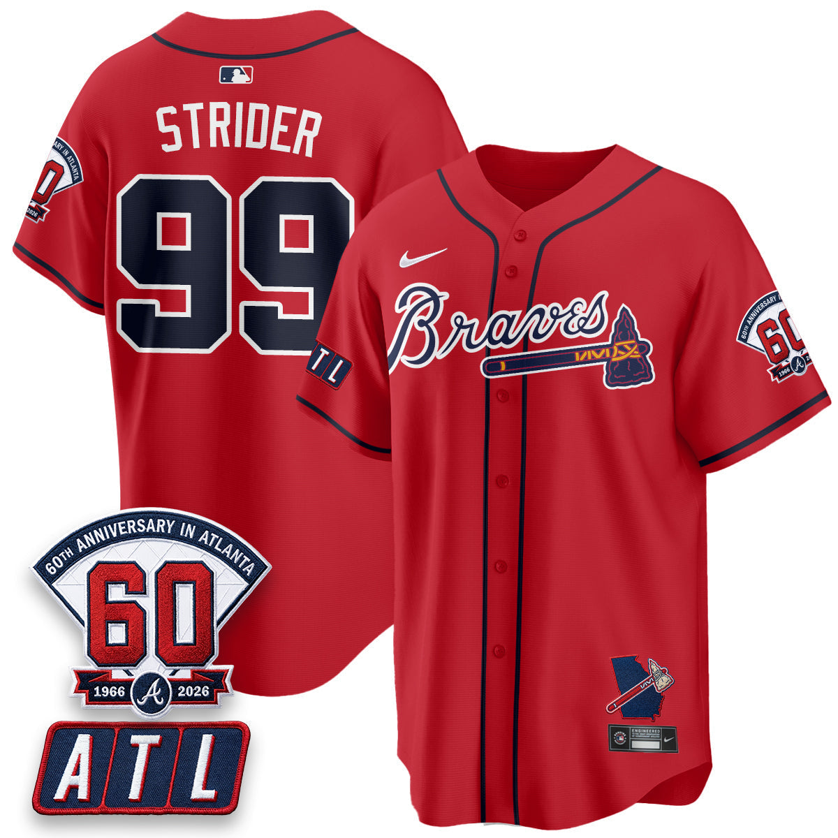 Atlanta Braves 2026 60th Anniversary Vapor Limited Jersey - Stitched