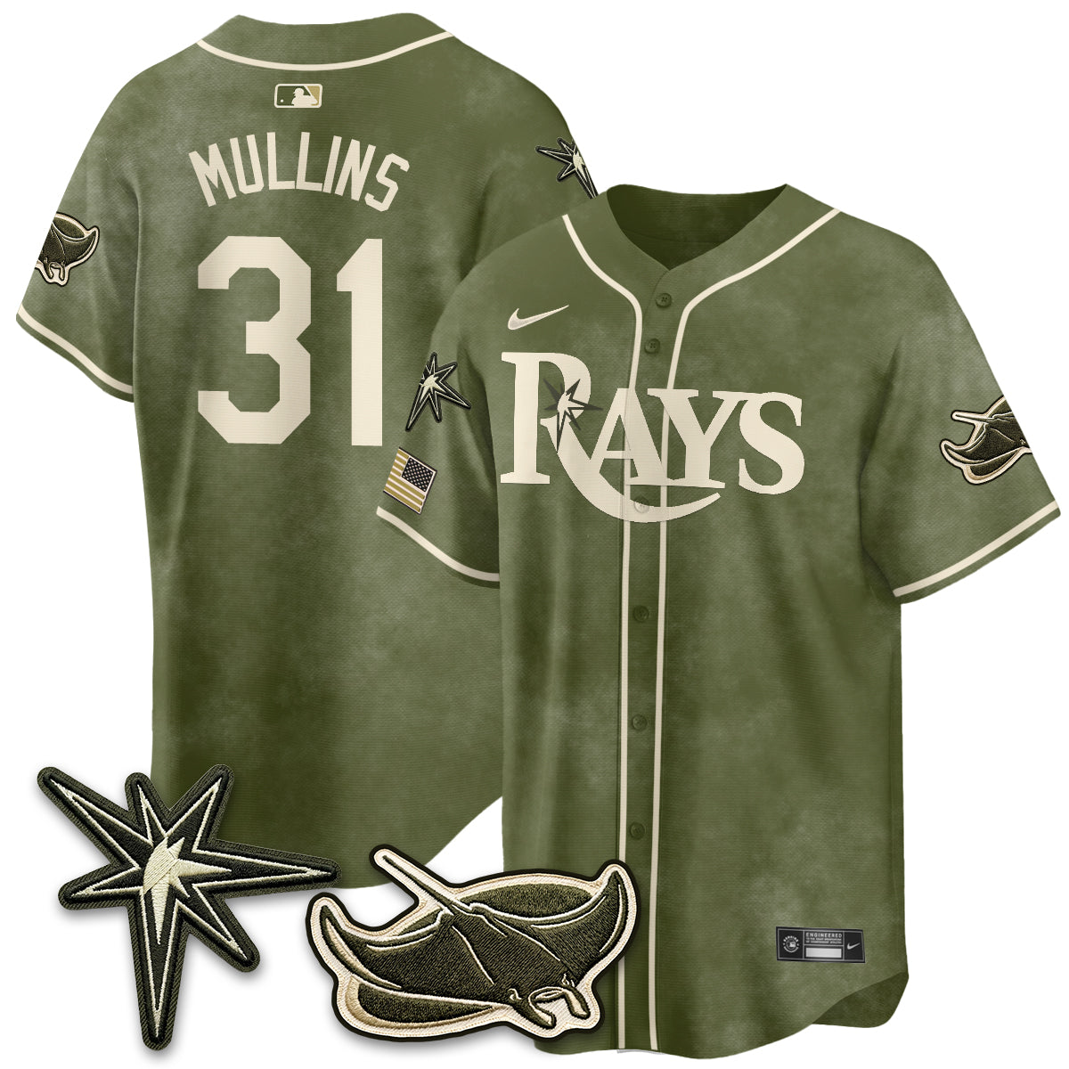 Tampa Bay Rays New Era Olive 2026 Armed Forces Day Jersey - Stitched