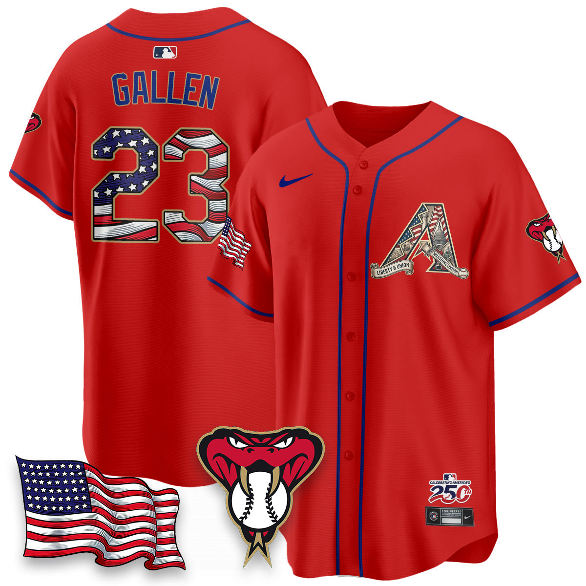 Arizona Diamonbacks 2026 Independence Day USA Vapor Limited Jersey - Stitched-Cuztomshoes